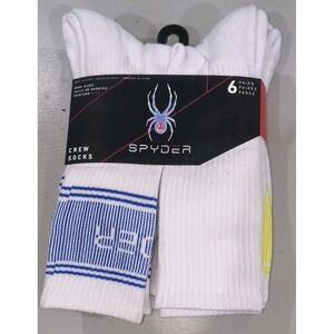 NEW 6 PAIRS PACK MEN'S SPYDER CREW SOCKS  SIZE 6-12 HALF CUSHION ARCH SUPPORT